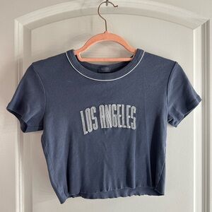 Blue Brandy Melville cropped baby tee